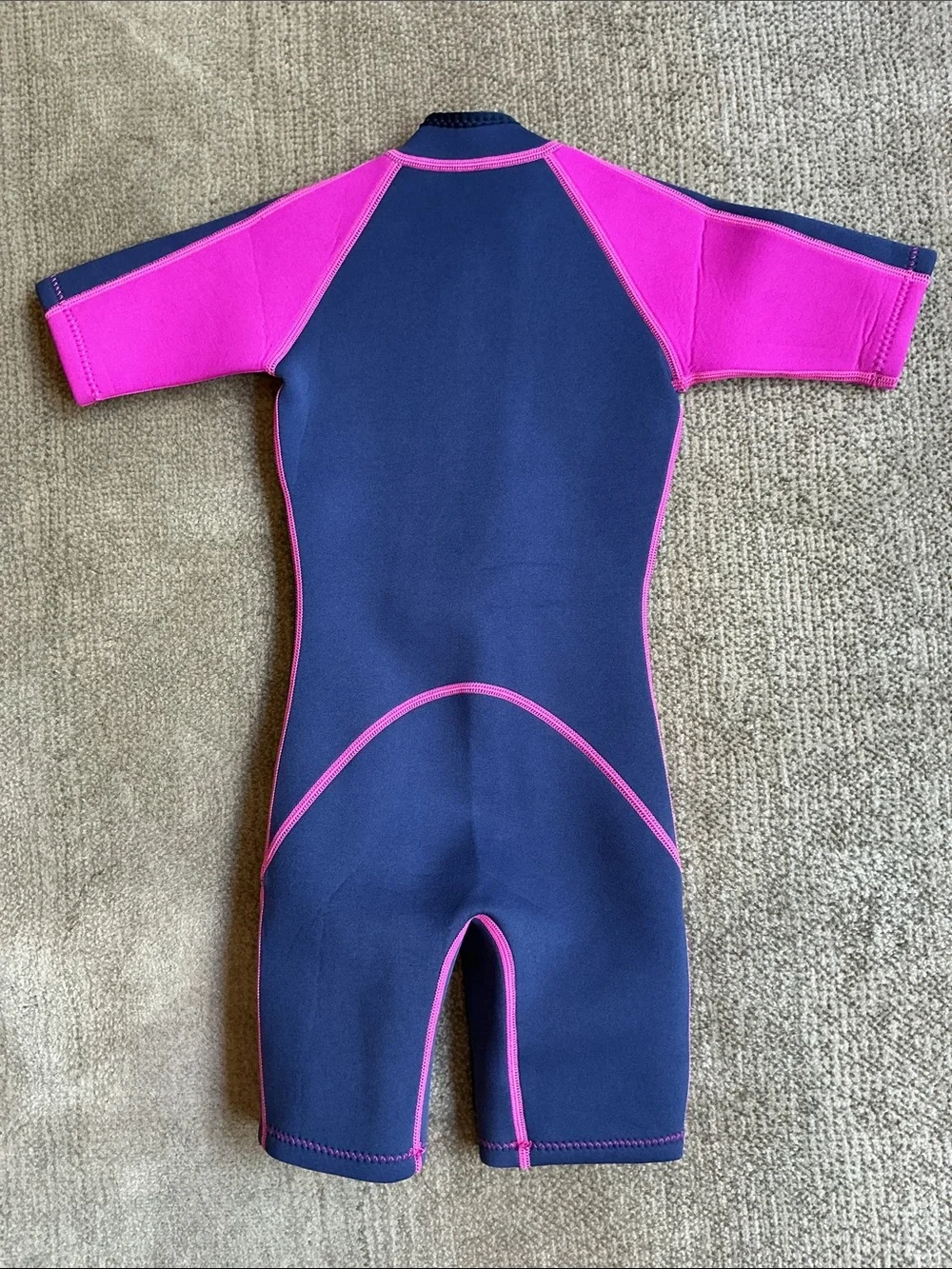 🩷Girls Seaskin Short Sleeve Wetsuit Swim Wear - Sz 3- Navy & Hot Pink